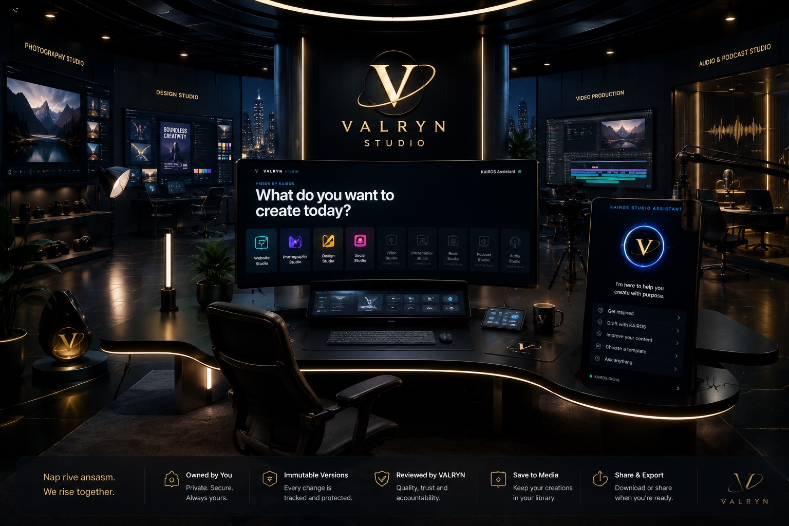 Founder-approved VALRYN Studio creative environment